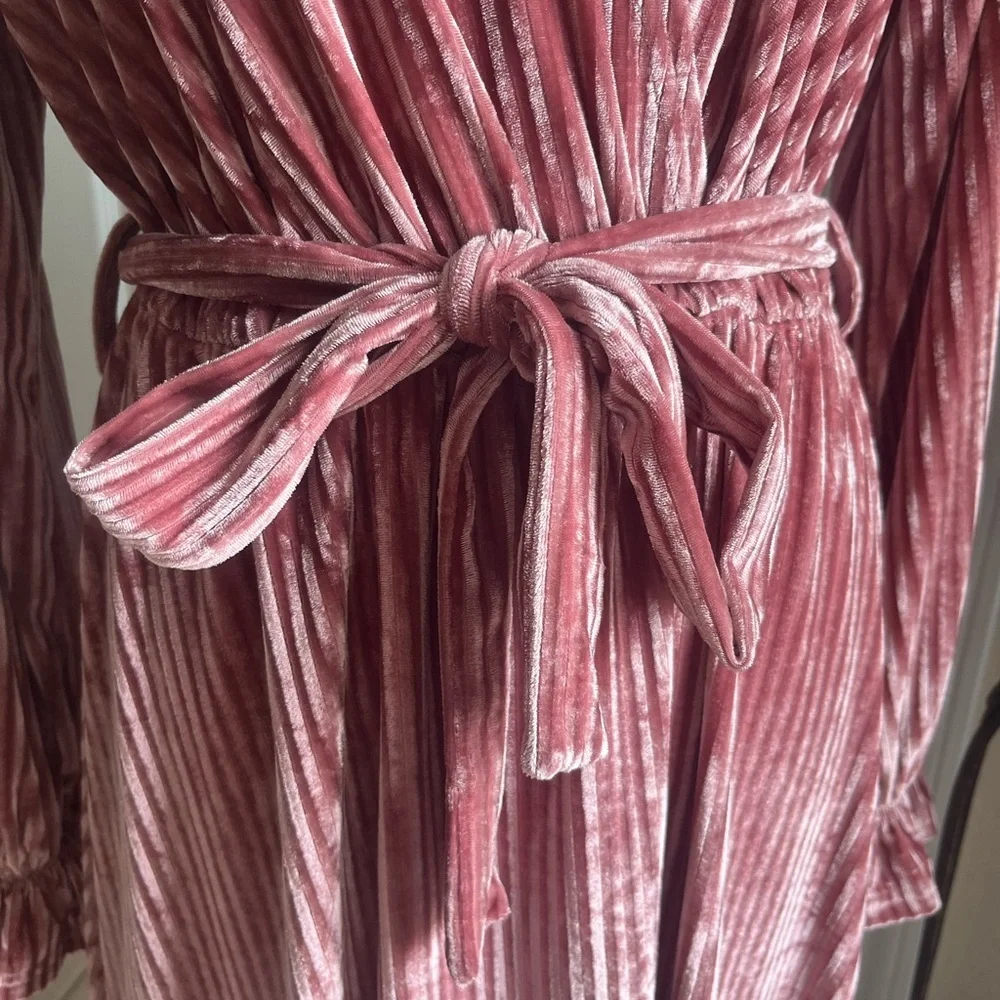 Pink Velvet Dress Belted Dress size Medium - Picture 6 of 7